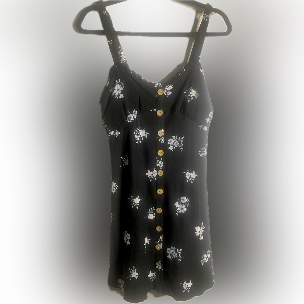 Black Floral Print Mini Dress Size 11/13